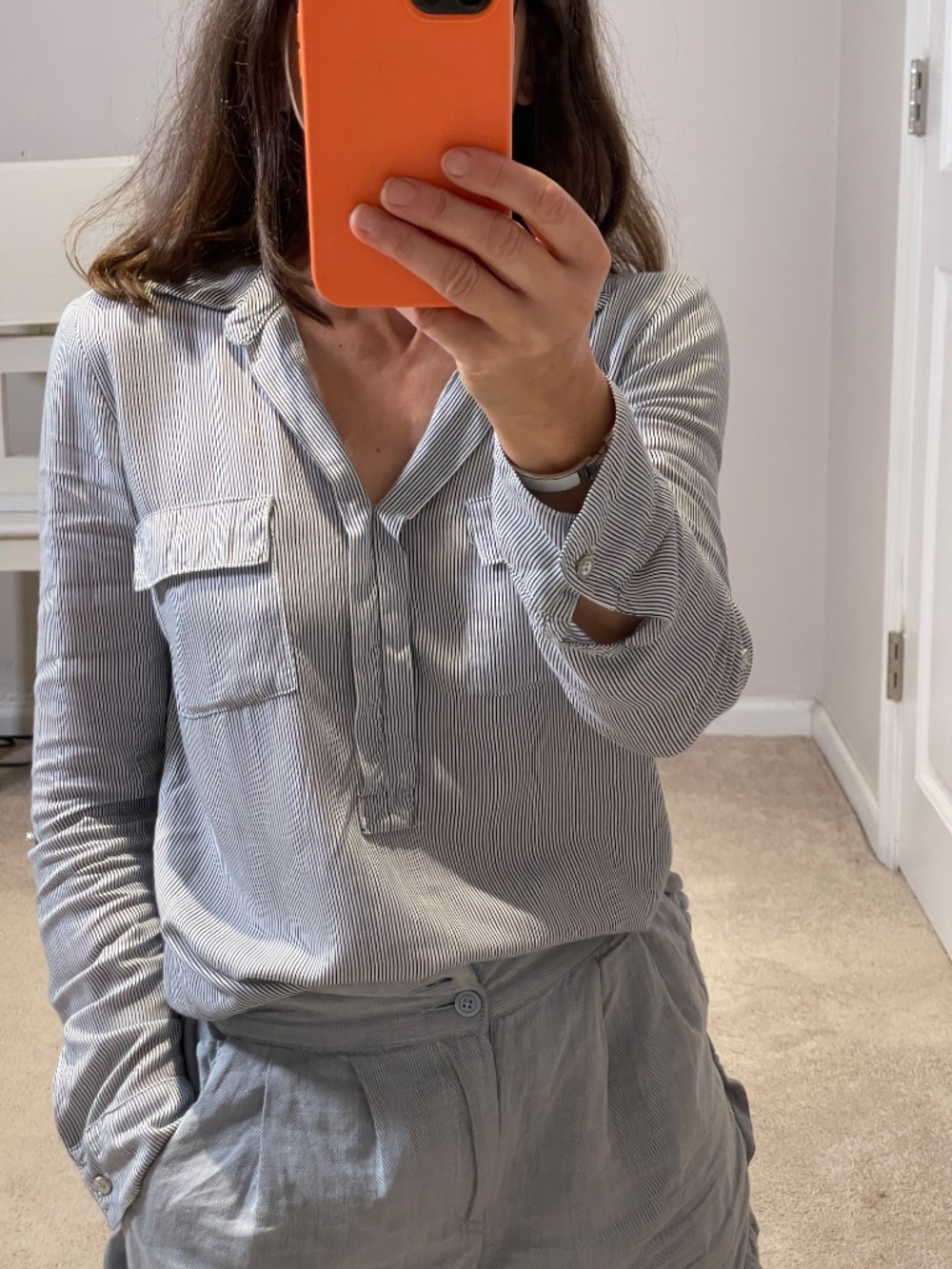 Splendid stripe blue/white long sleeve soft shirt /blouse XS
